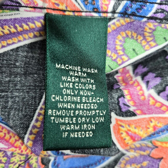 Lauren Ralph Lauren Womens Preppy Maximalist Dopamine Paisley Button-up Shirt M - Picture 8 of 10